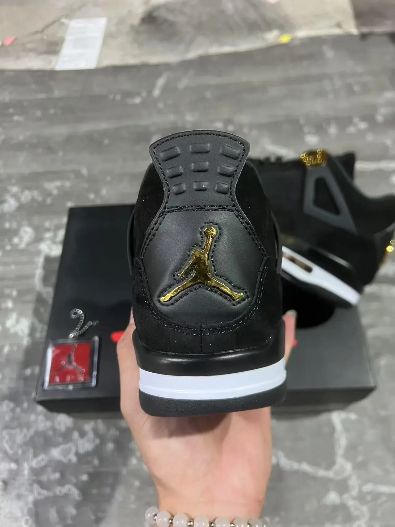Air Jordan 4 Black White Gold Basketball Shoes 8