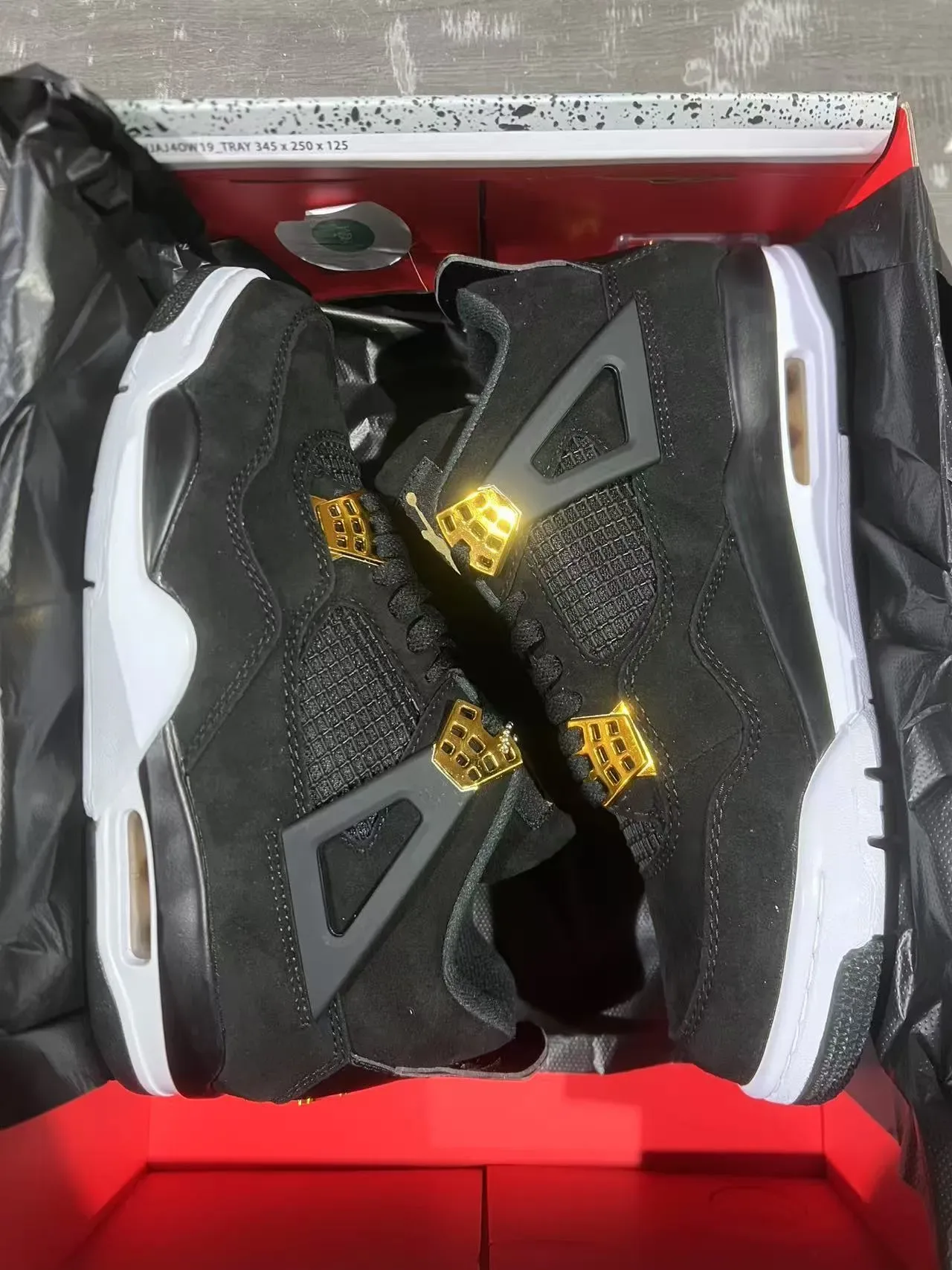 Air Jordan 4 Black White Gold Basketball Shoes 9