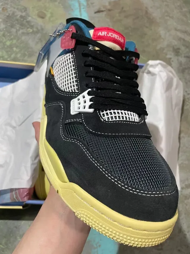 Air Jordan 4 Noir Jaune Bleu Chaussures de Basketball 2