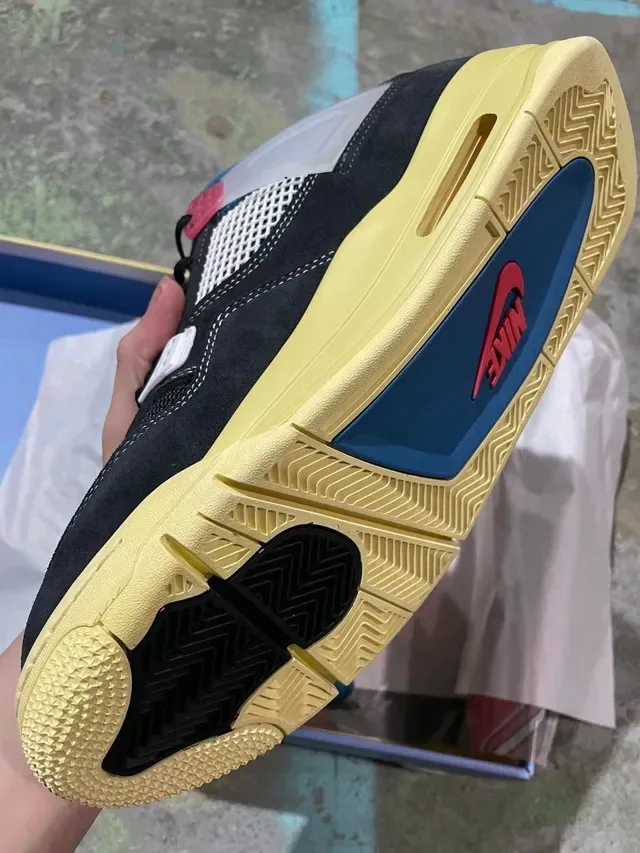 Air Jordan 4 Noir Jaune Bleu Chaussures de Basketball 4
