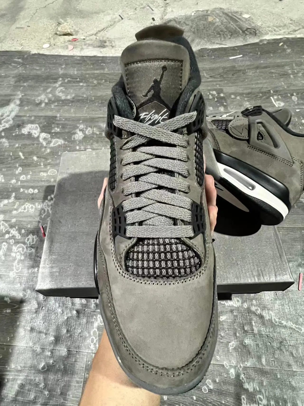 Air Jordan 4 Gray Suede Mesh High-Top Basketball Shoes 5