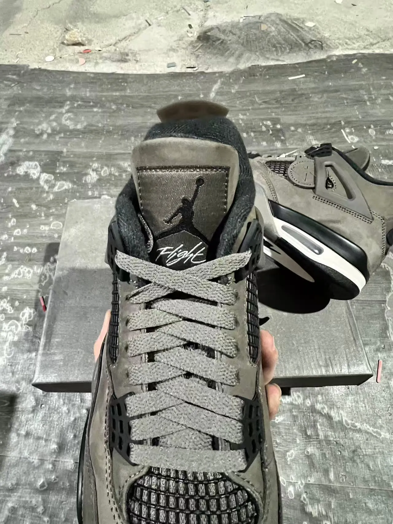 Air Jordan 4 Gray Suede Mesh High-Top Basketball Shoes 6