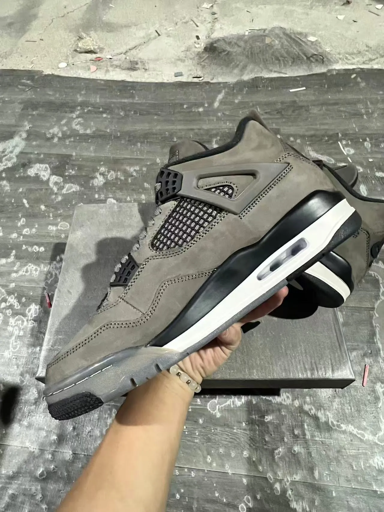 Air Jordan 4 Gray Suede Mesh High-Top Basketball Shoes 7