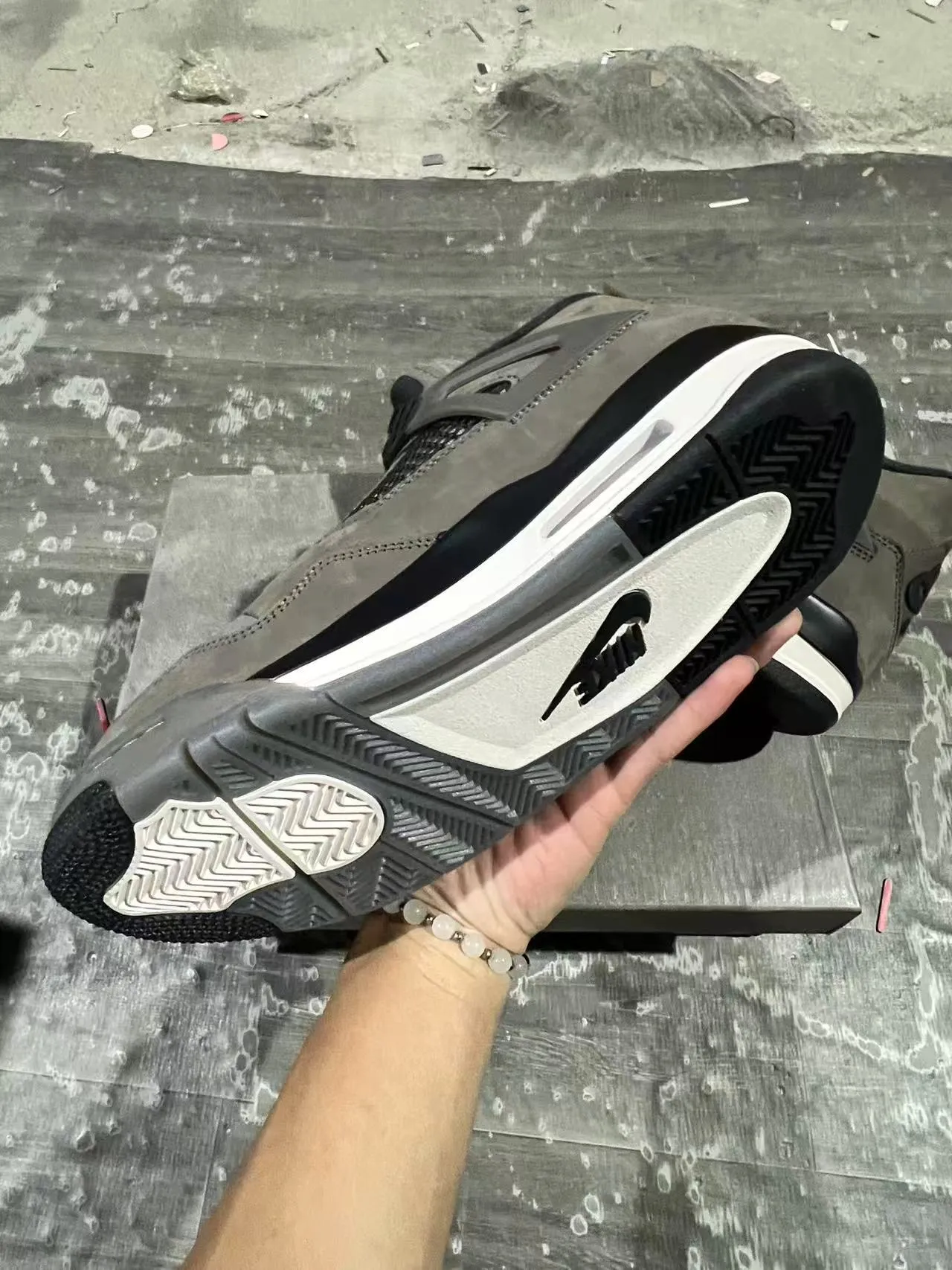 Air Jordan 4 Gray Suede Mesh High-Top Basketball Shoes 8