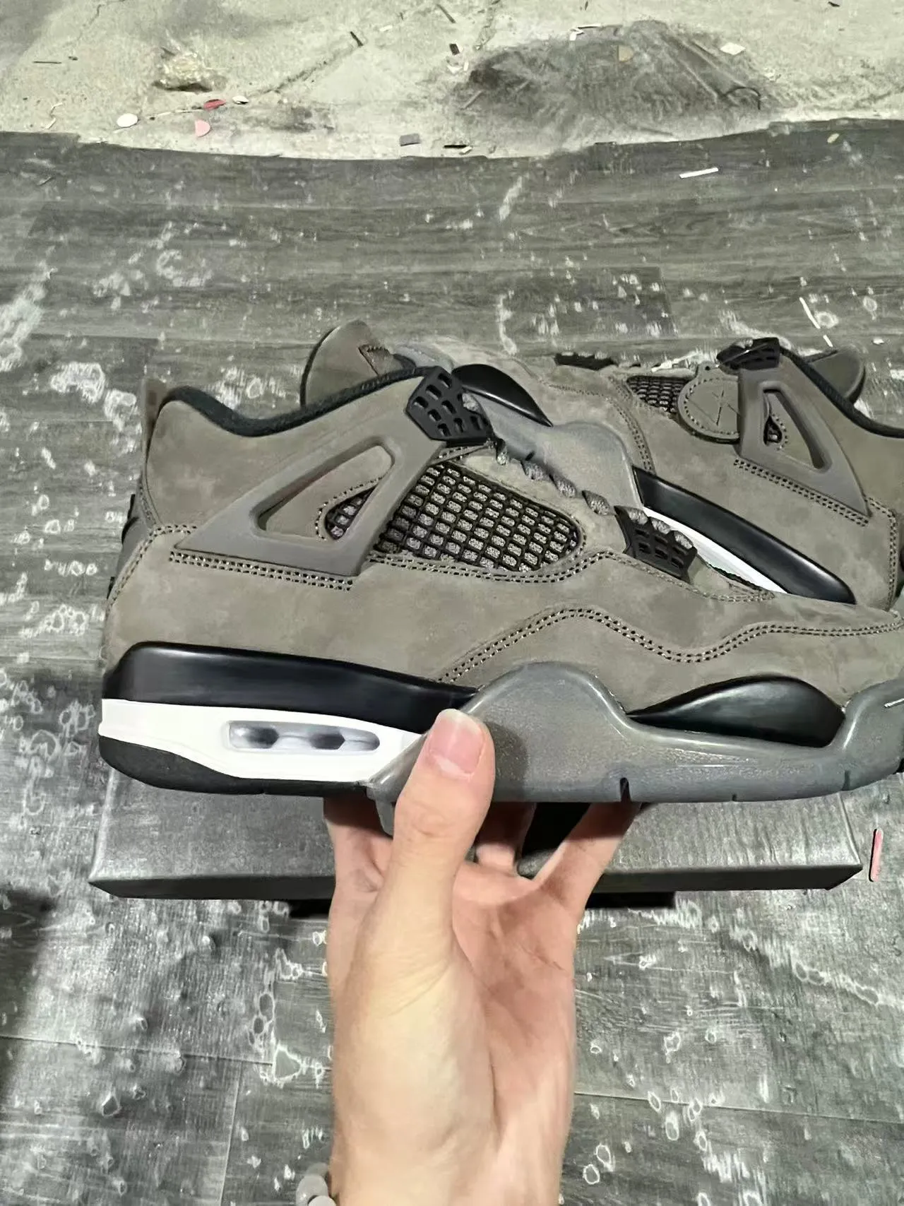 Air Jordan 4 Gray Suede Mesh High-Top Basketball Shoes 9