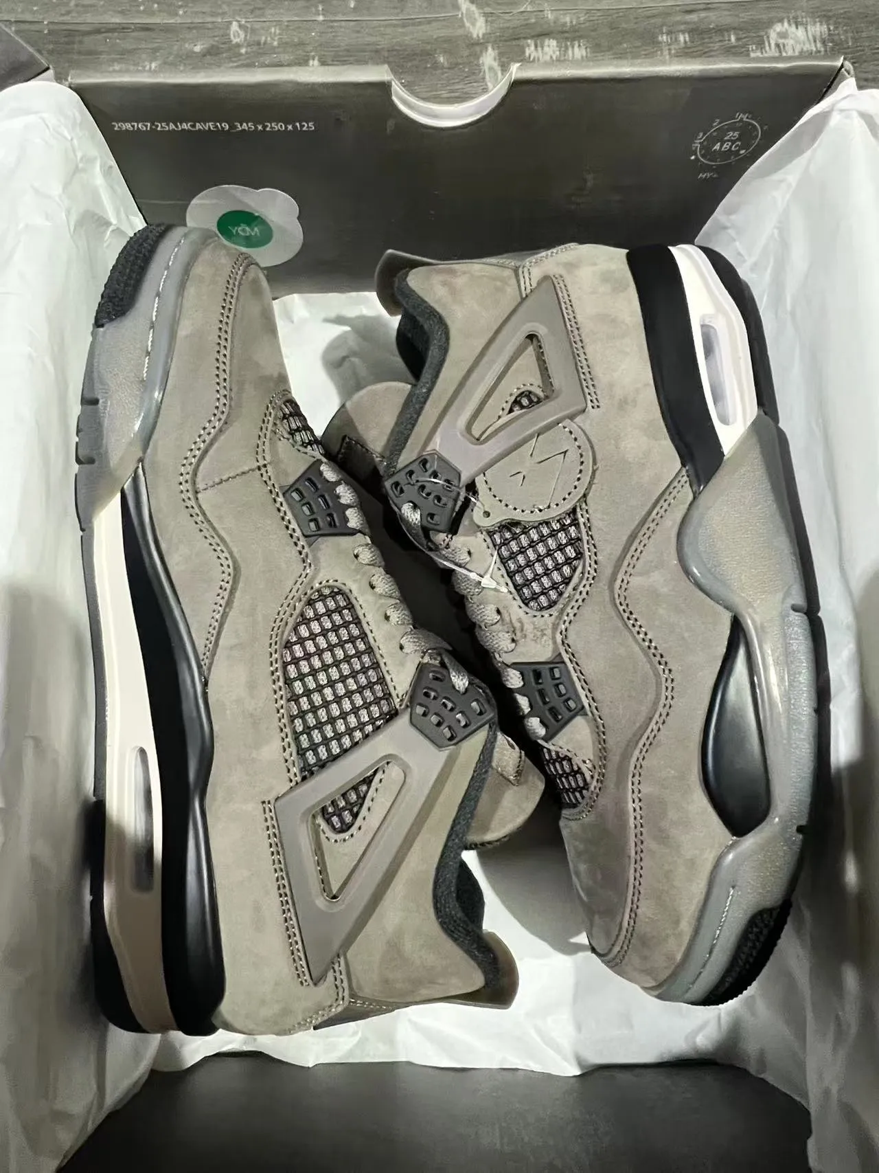 Air Jordan 4 Gray Suede Mesh High-Top Basketball Shoes 3