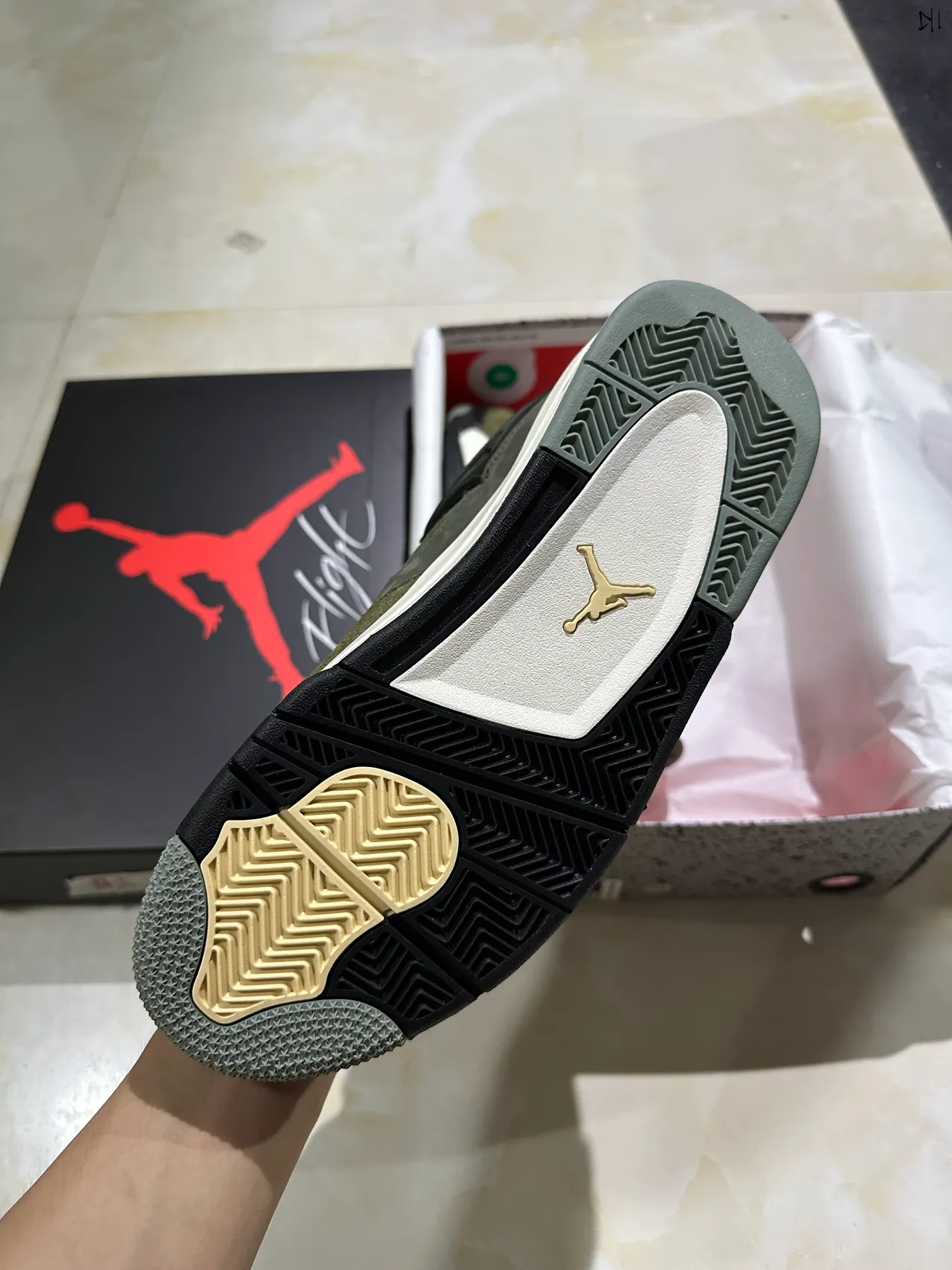 Air Jordan 4 Olive Green Suede Basketball Shoes 6