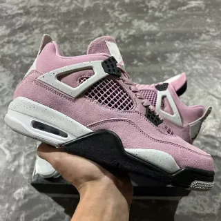 Air Jordan 4 Pink Suede Basketball Shoes