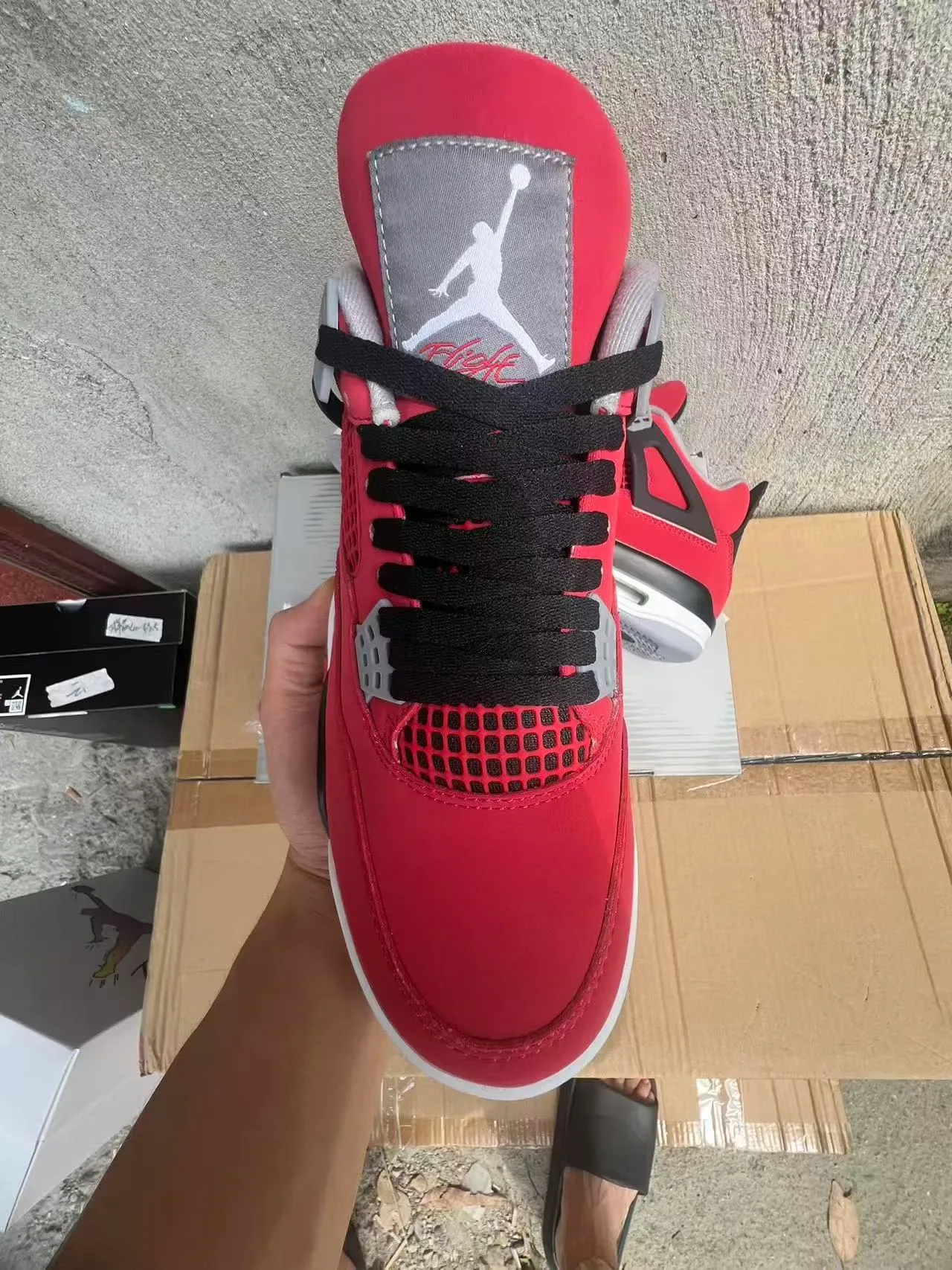 Air Jordan 4 Rouge Noir Blanc Chaussures de Basketball 2