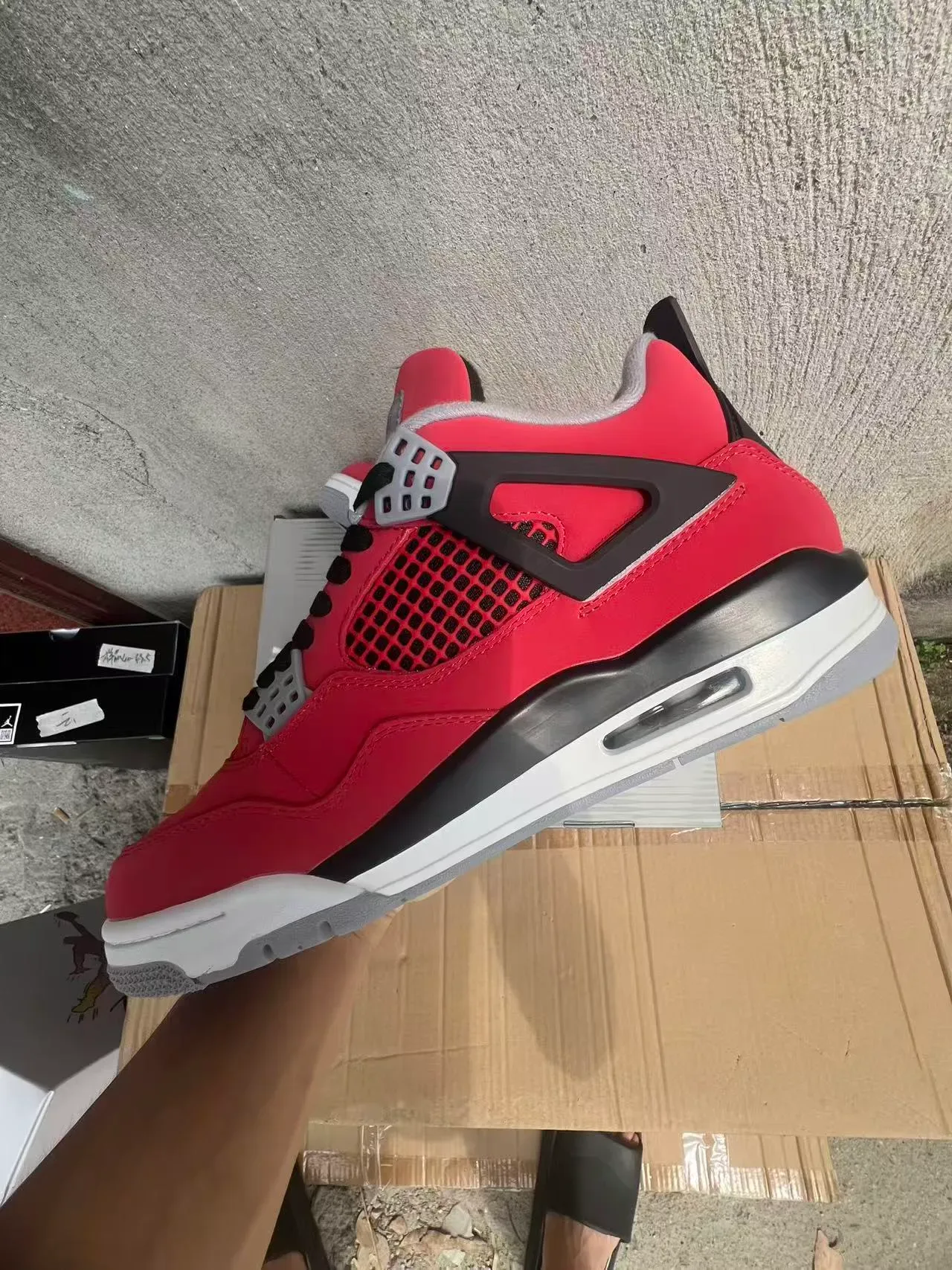 Air Jordan 4 Rouge Noir Blanc Chaussures de Basketball 3