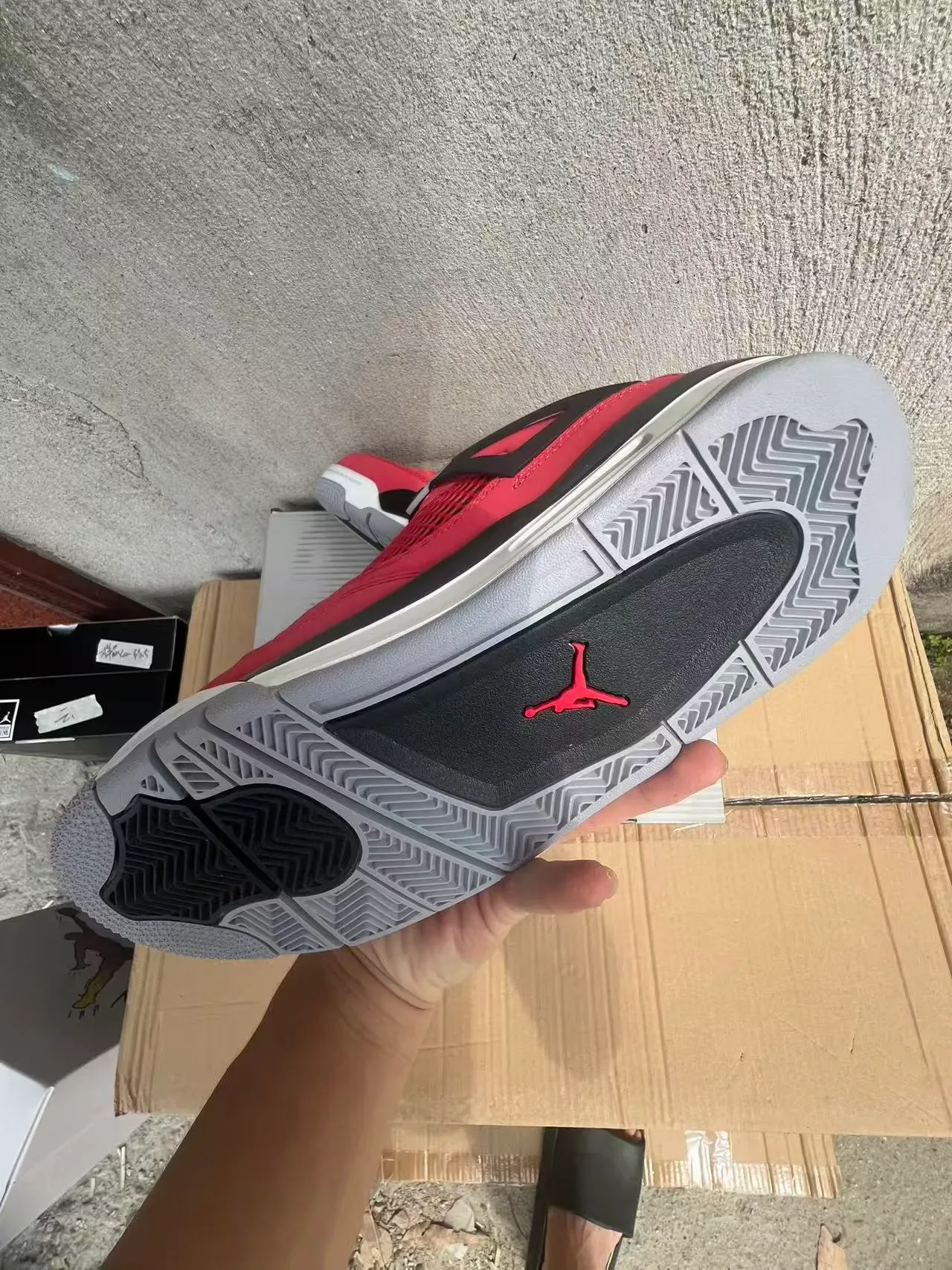Air Jordan 4 Rouge Noir Blanc Chaussures de Basketball 4