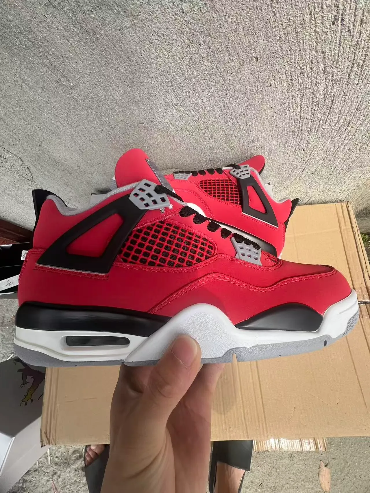 Air Jordan 4 Rouge Noir Blanc Chaussures de Basketball 5