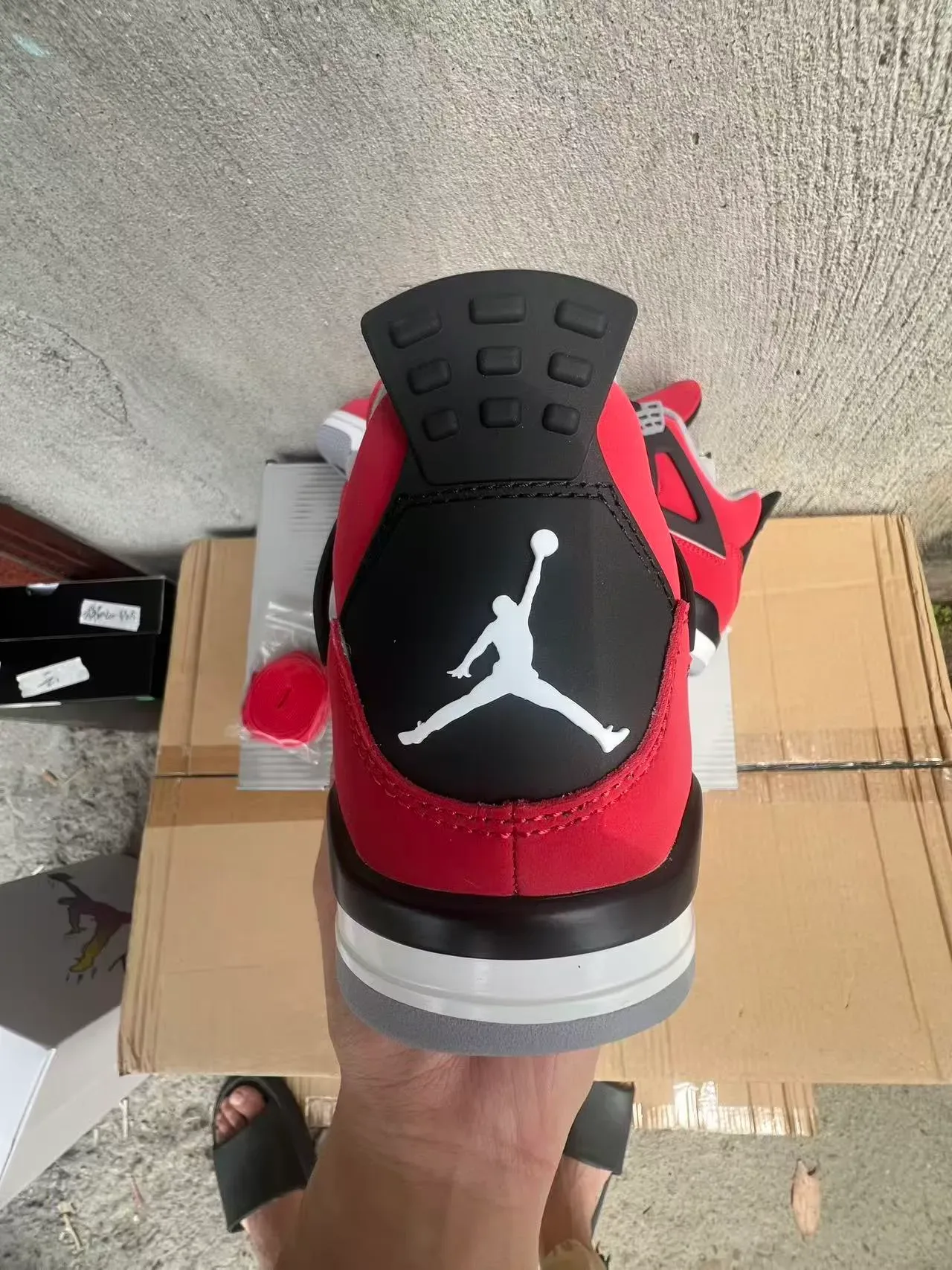 Air Jordan 4 Rouge Noir Blanc Chaussures de Basketball 6
