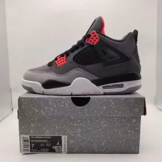 Air Jordan 4 Retro Cinza Escuro Preto Vermelho Tênis de Basquete