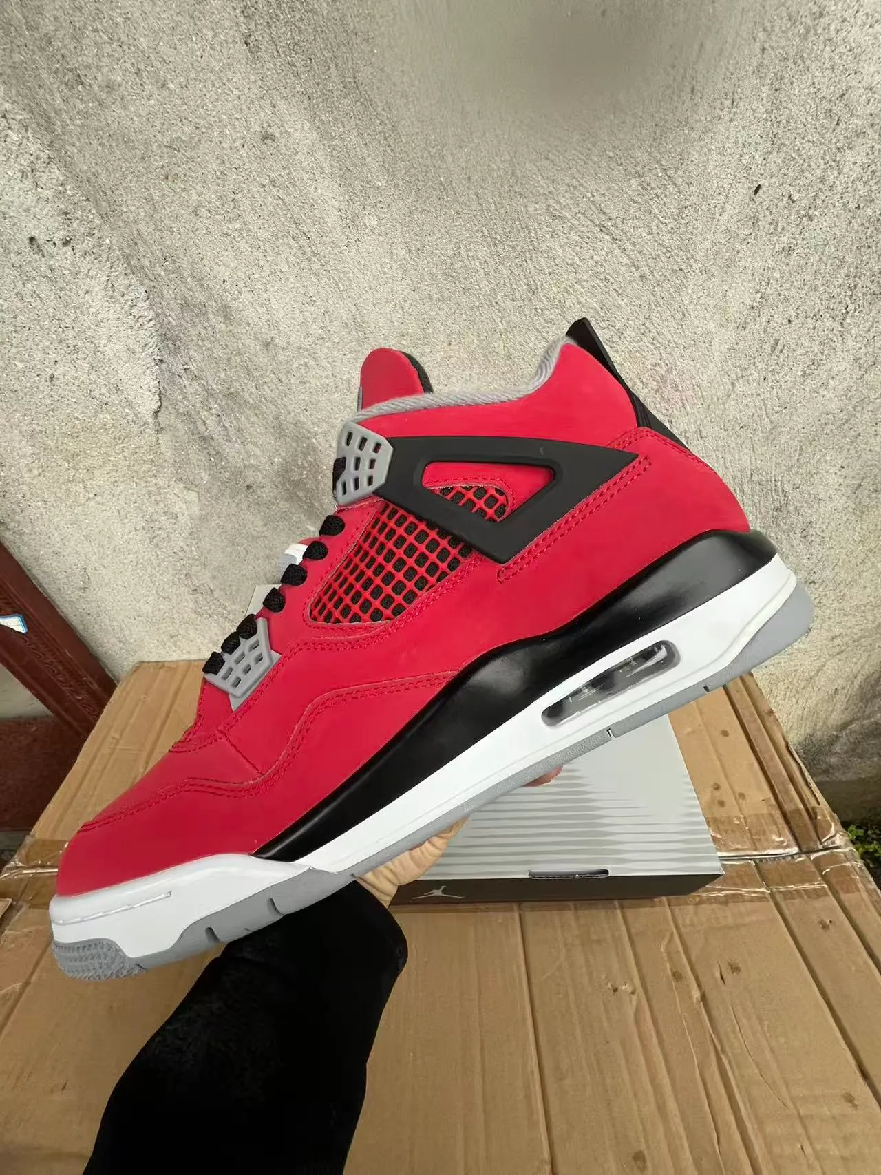 Air Jordan 4 Retro Red Black White Basketball Shoes 5