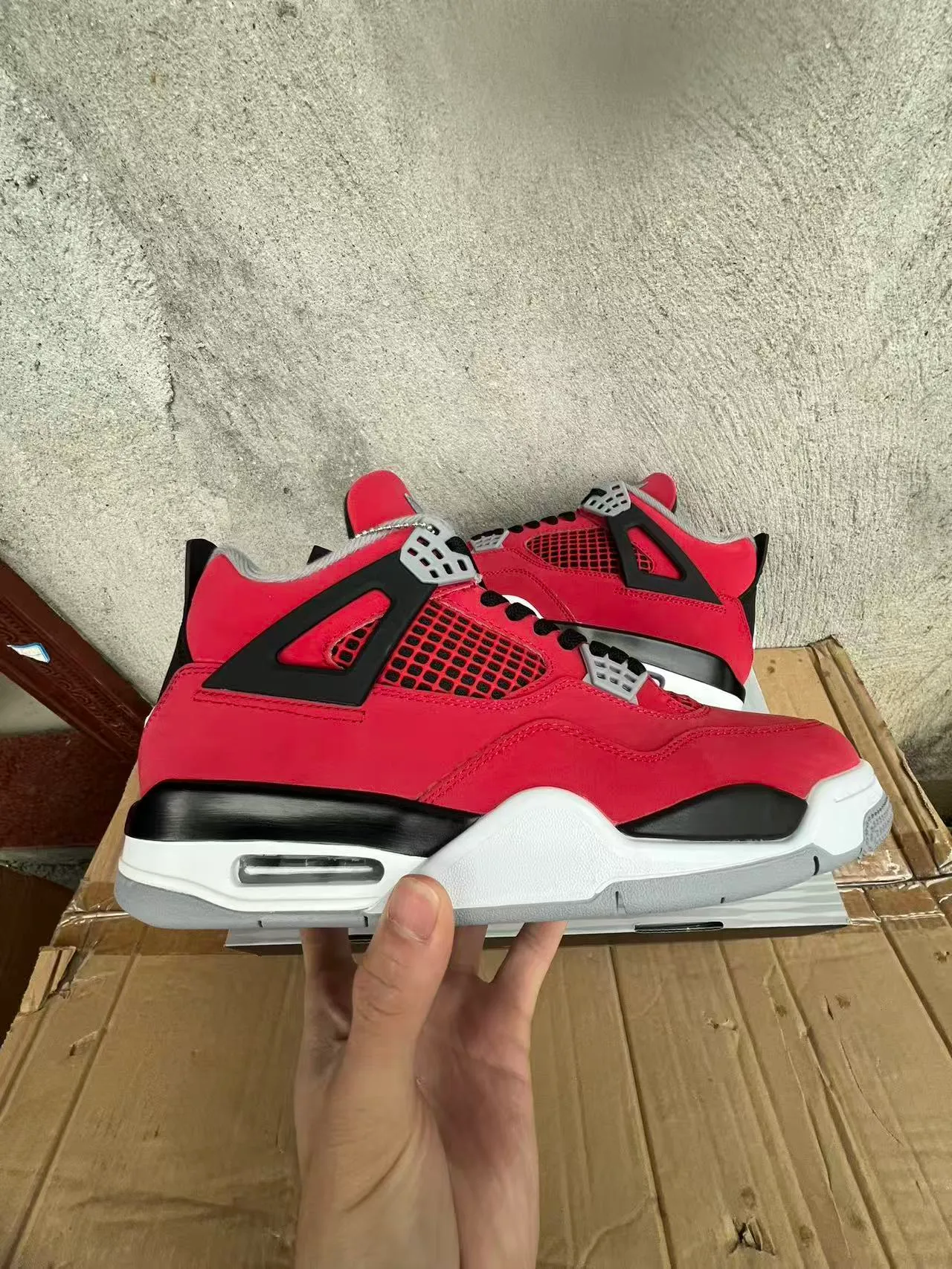Air Jordan 4 Retro Red Black White Basketball Shoes 7