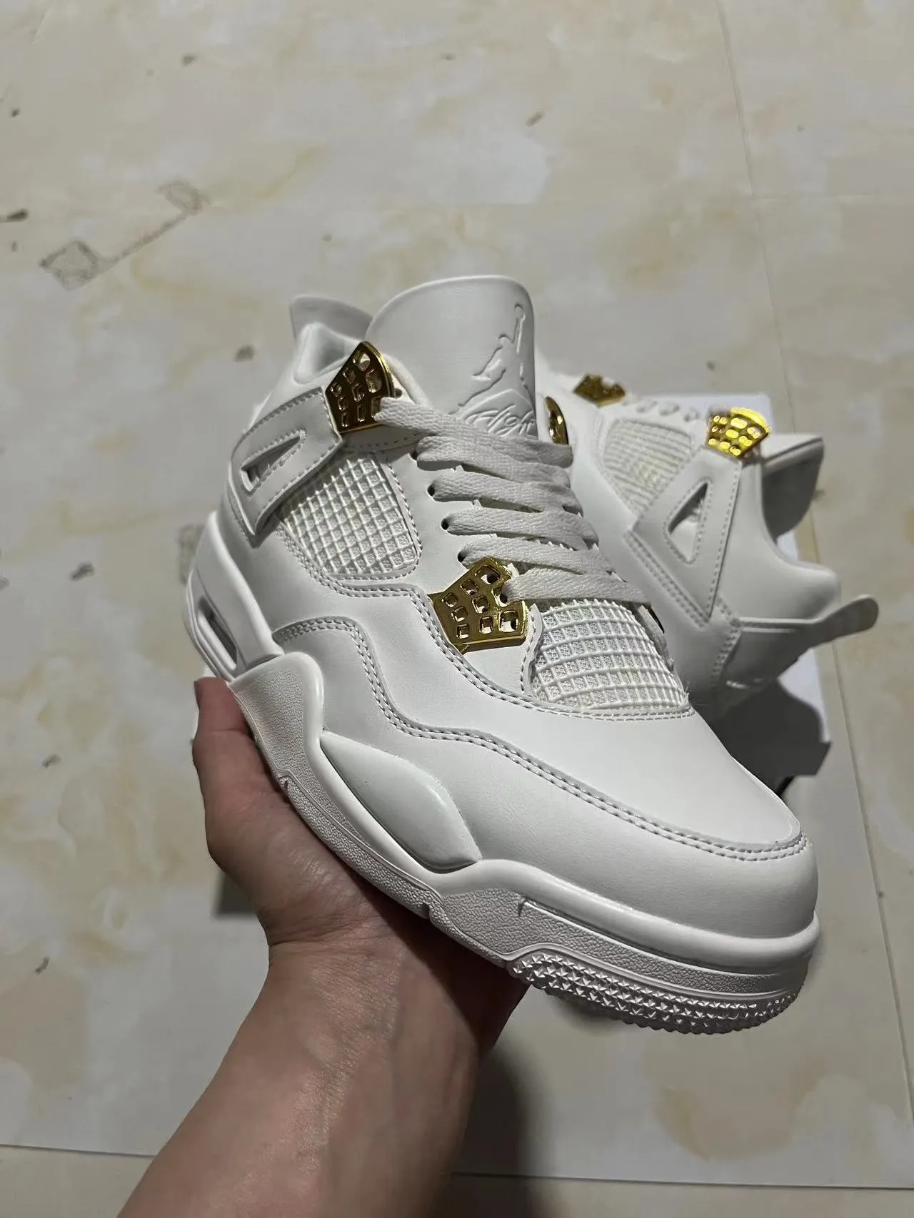 Air Jordan 4 White Gold Basketball Shoes 2