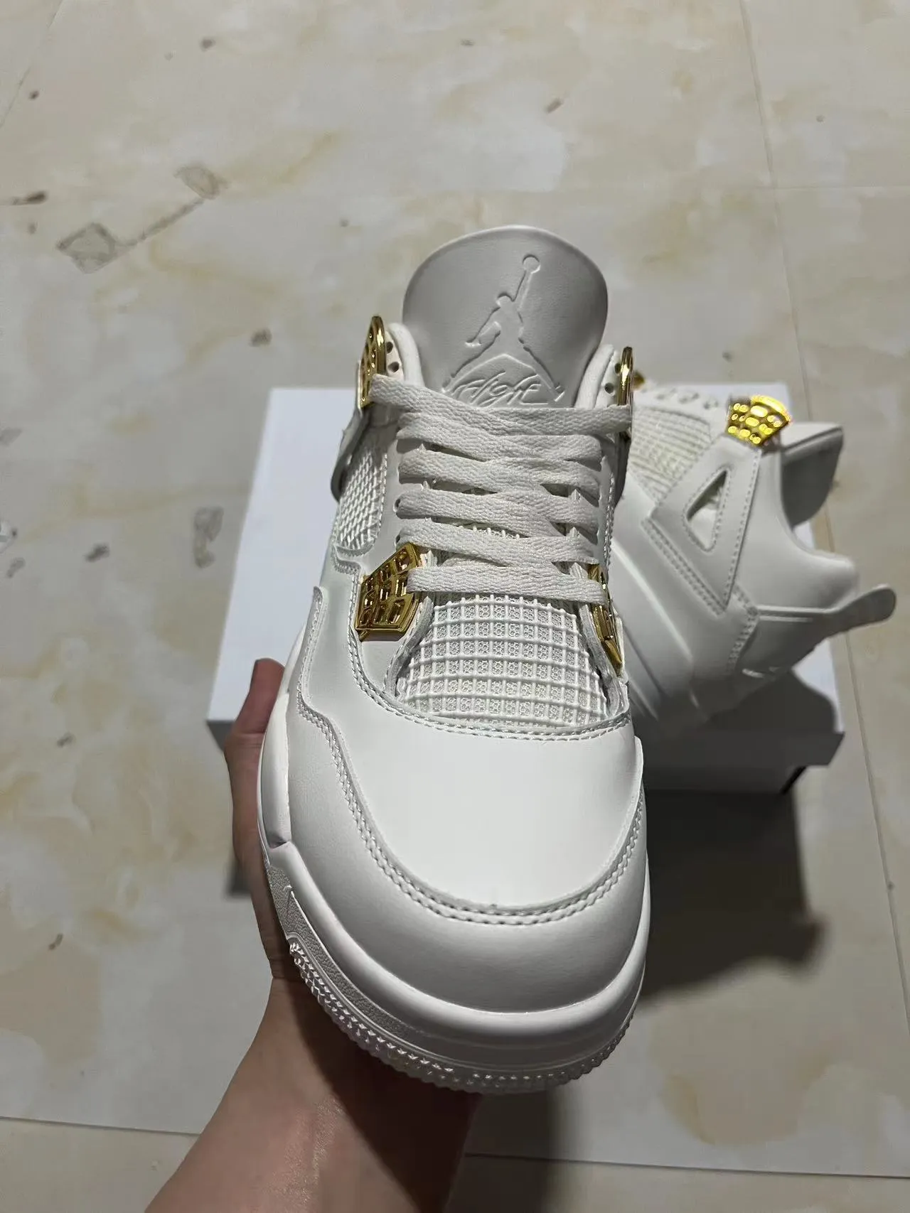 Air Jordan 4 White Gold Basketball Shoes 3