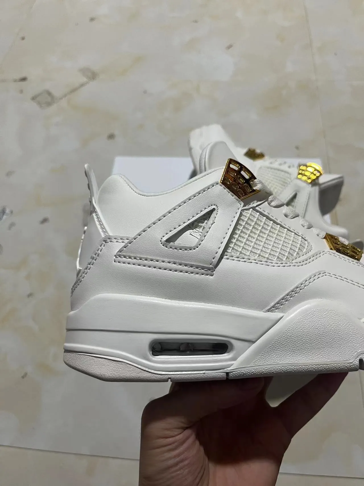 Air Jordan 4 White Gold Basketball Shoes 7