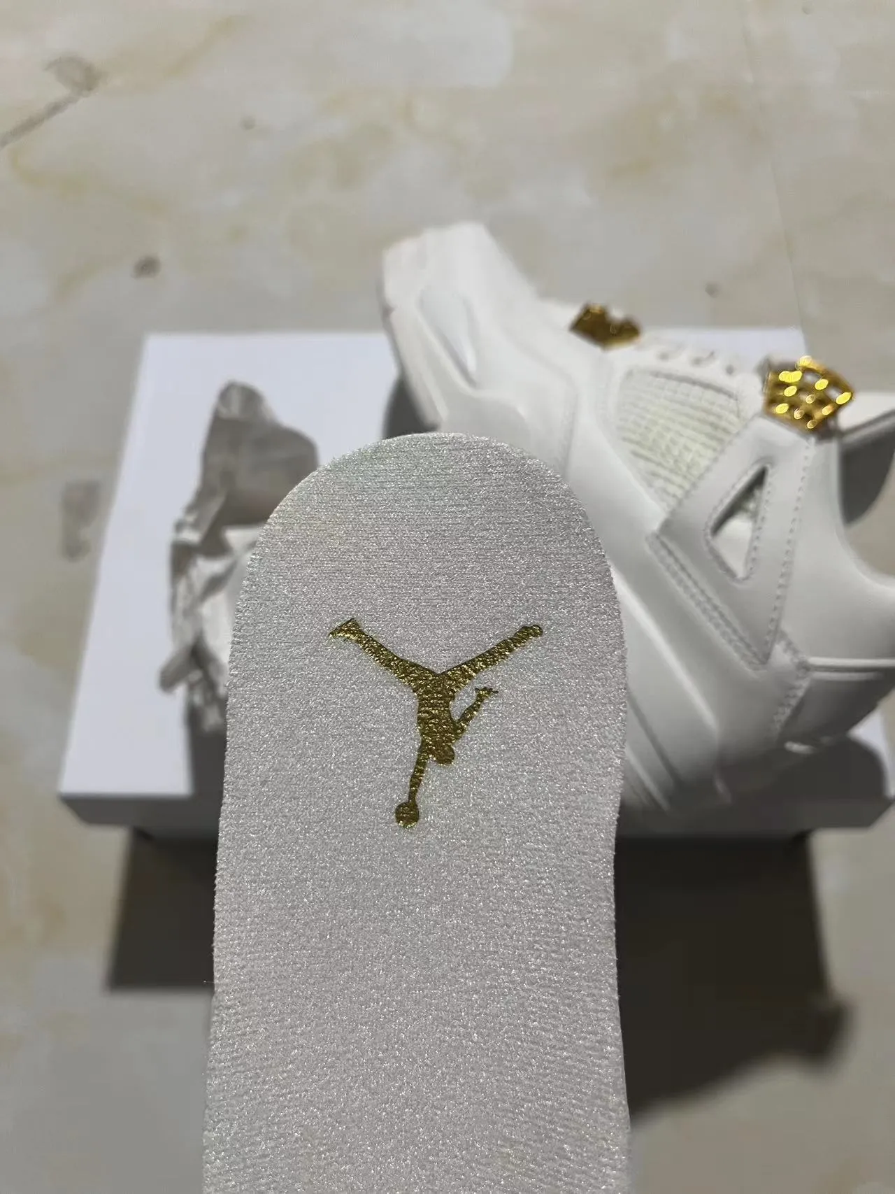 Air Jordan 4 White Gold Basketball Shoes 8