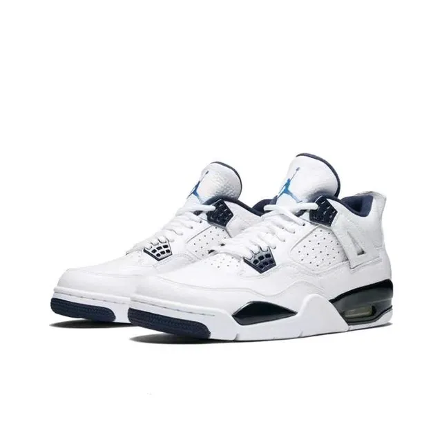 Air Jordan 4 White Navy Basketball Shoes 4