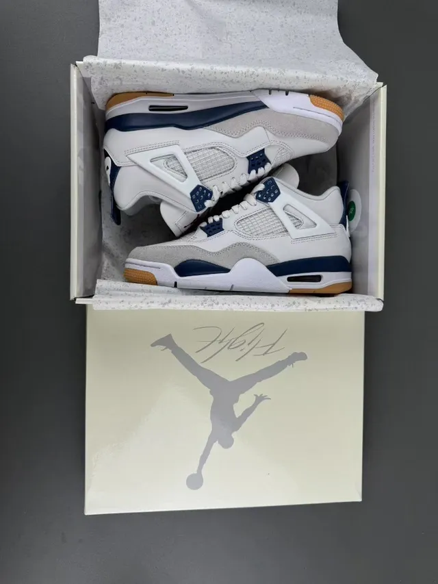 Air Jordan 4 White Navy Gum Basketball Shoes 12