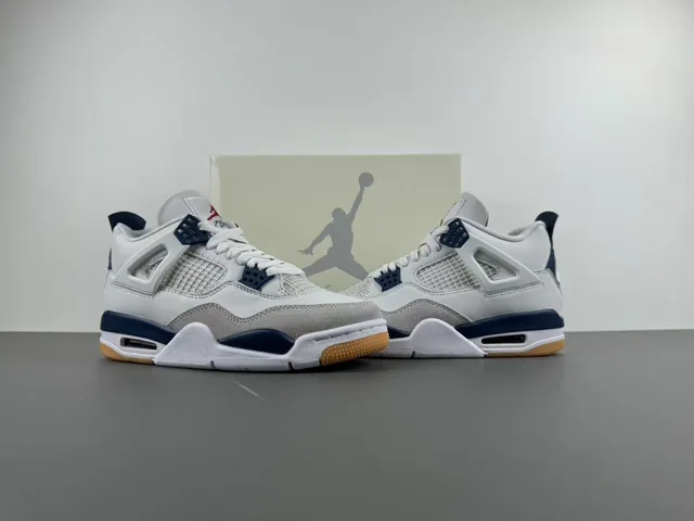 Air Jordan 4 White Navy Gum Basketball Shoes 13