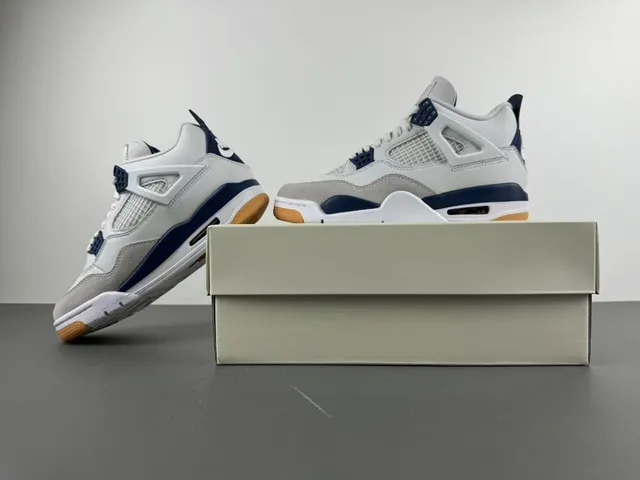 Air Jordan 4 White Navy Gum Basketball Shoes 14