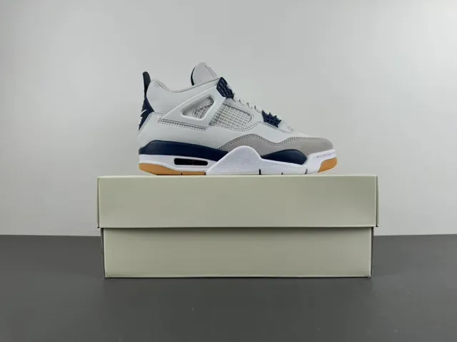Air Jordan 4 White Navy Gum Basketball Shoes 15