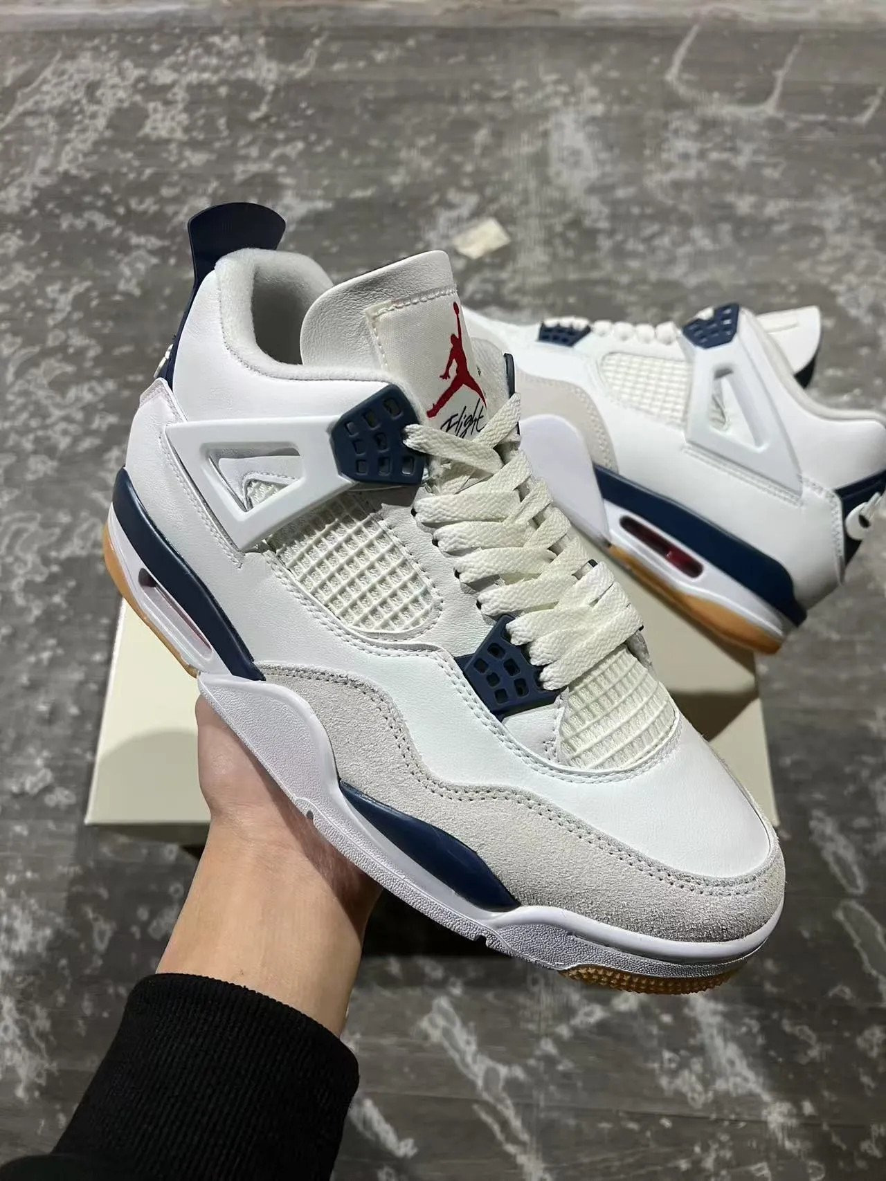 Air Jordan 4 White Navy Gum Basketball Shoes 2