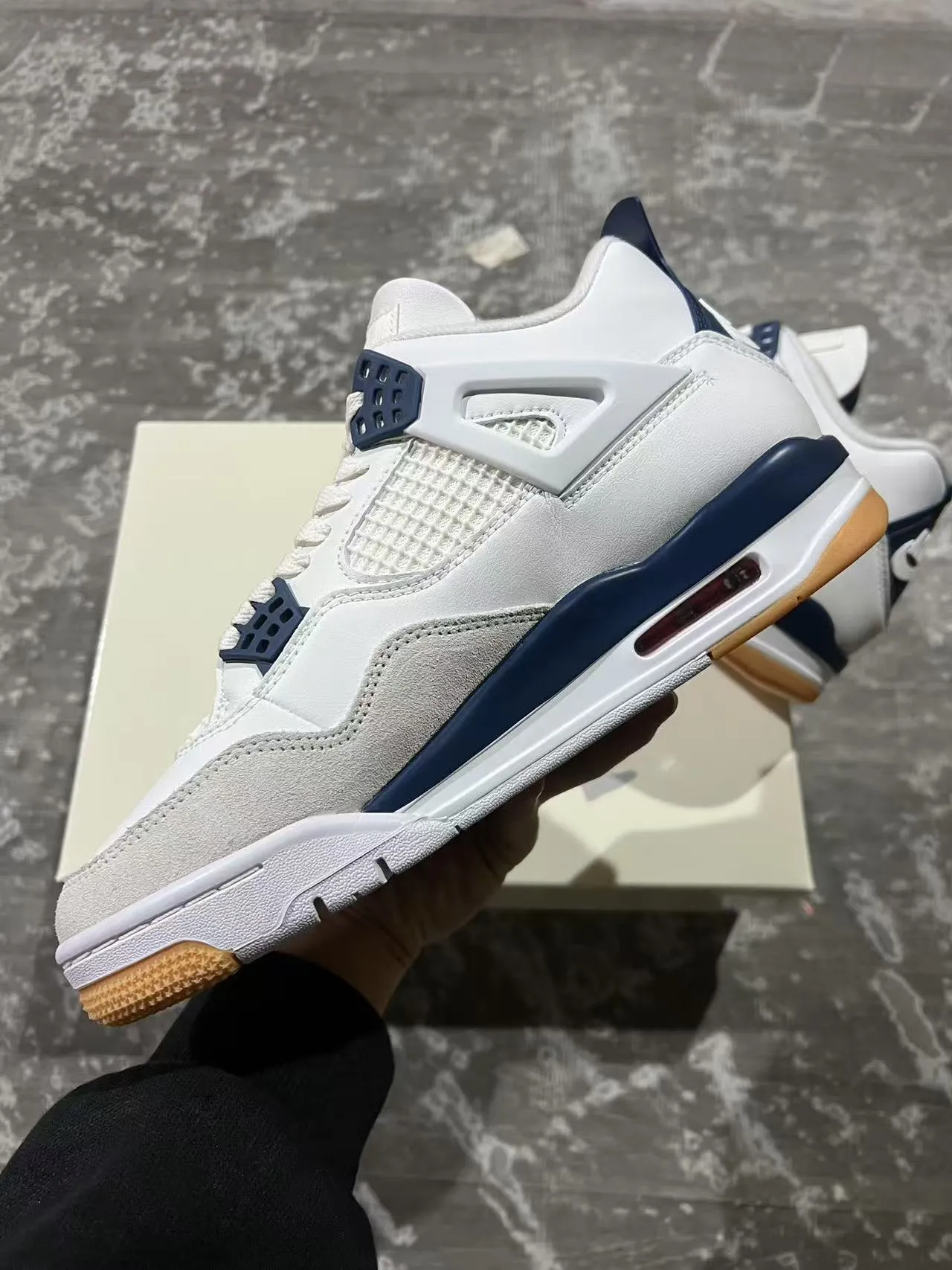Air Jordan 4 White Navy Gum Basketball Shoes 5