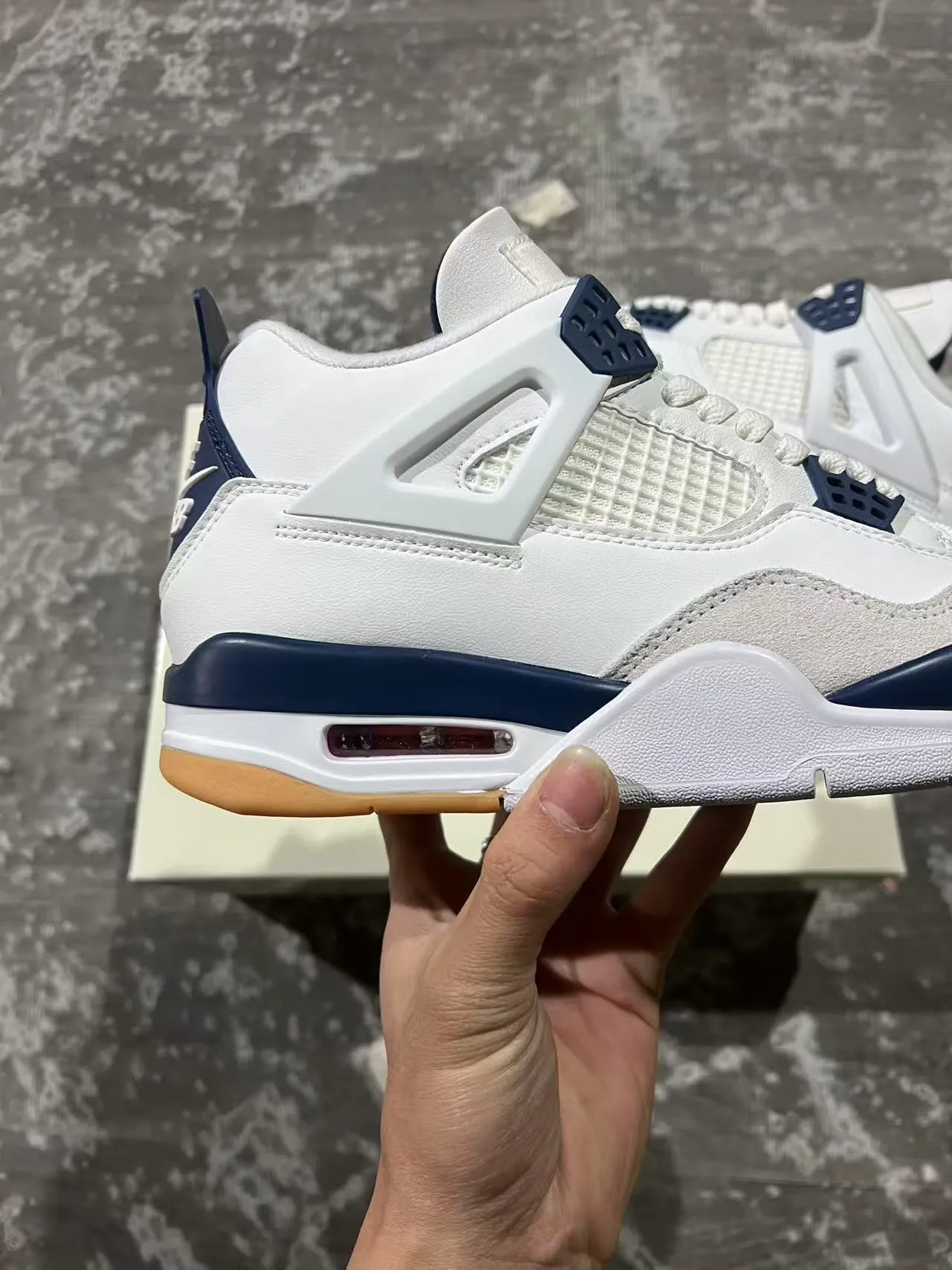 Air Jordan 4 White Navy Gum Basketball Shoes 7