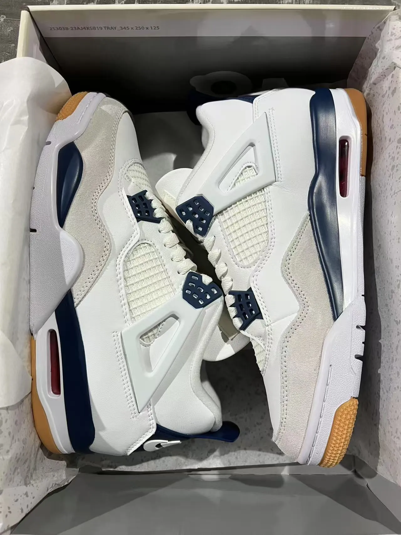 Air Jordan 4 White Navy Gum Basketball Shoes 9
