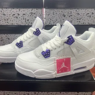 Air Jordan 4 White Purple Basketball Shoes