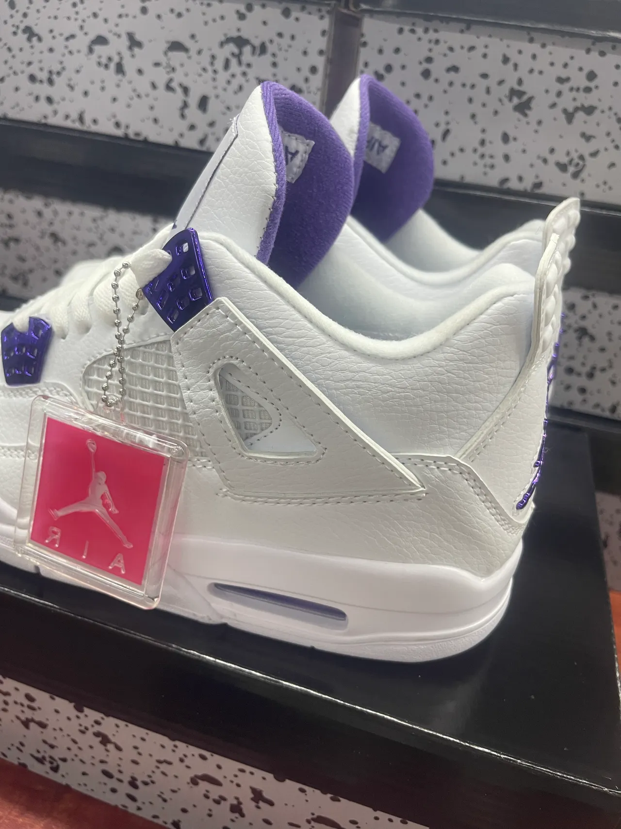 Air Jordan 4 White Purple Basketball Shoes 2