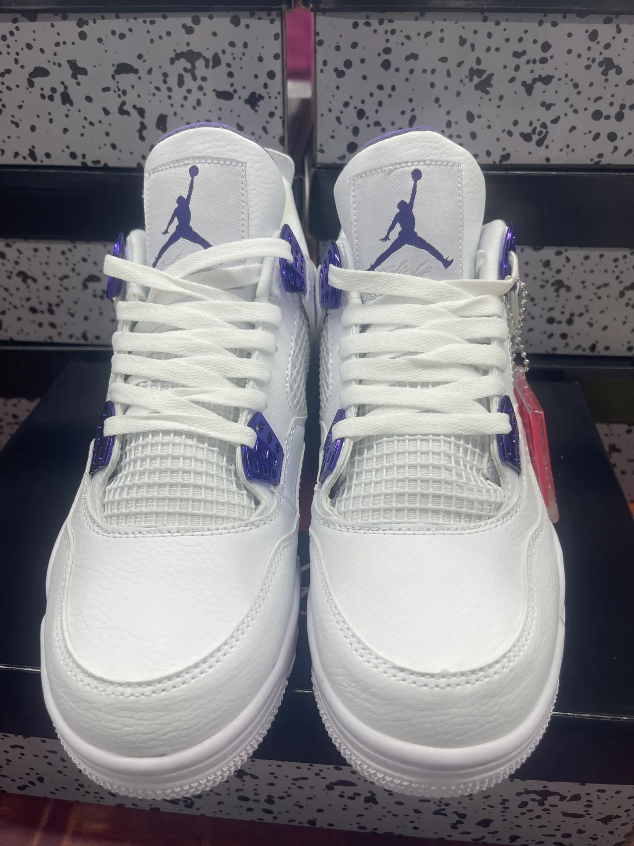 Air Jordan 4 White Purple Basketball Shoes 4