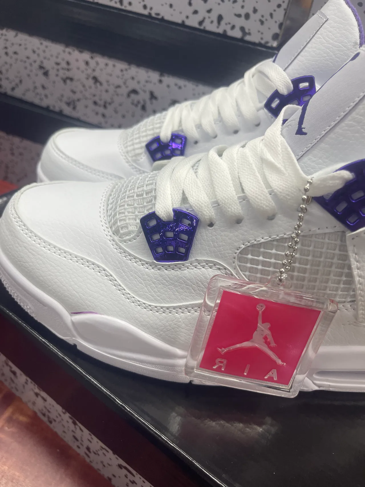 Air Jordan 4 White Purple Basketball Shoes 5