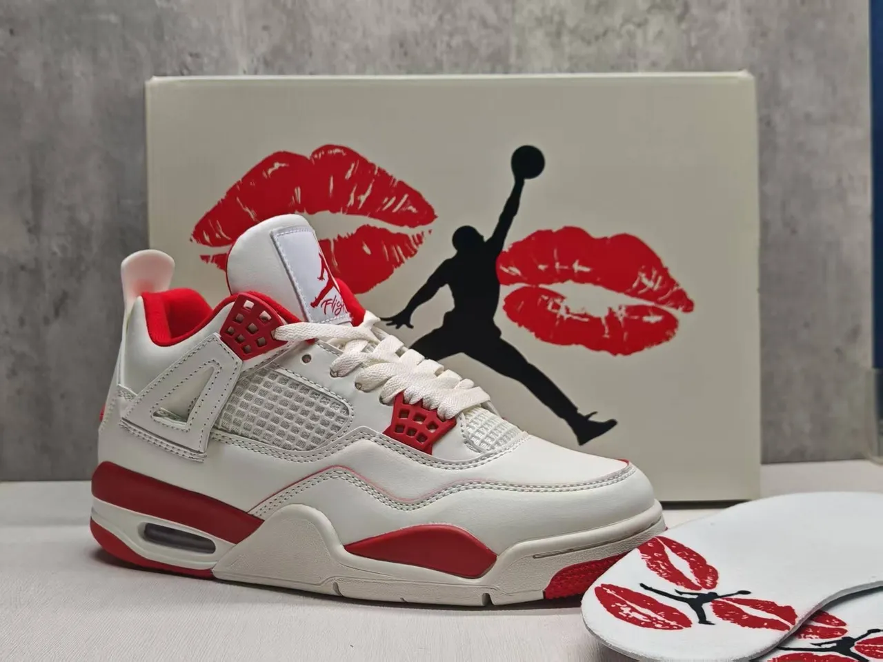 Air Jordan 4 White Red Basketball Shoes 3