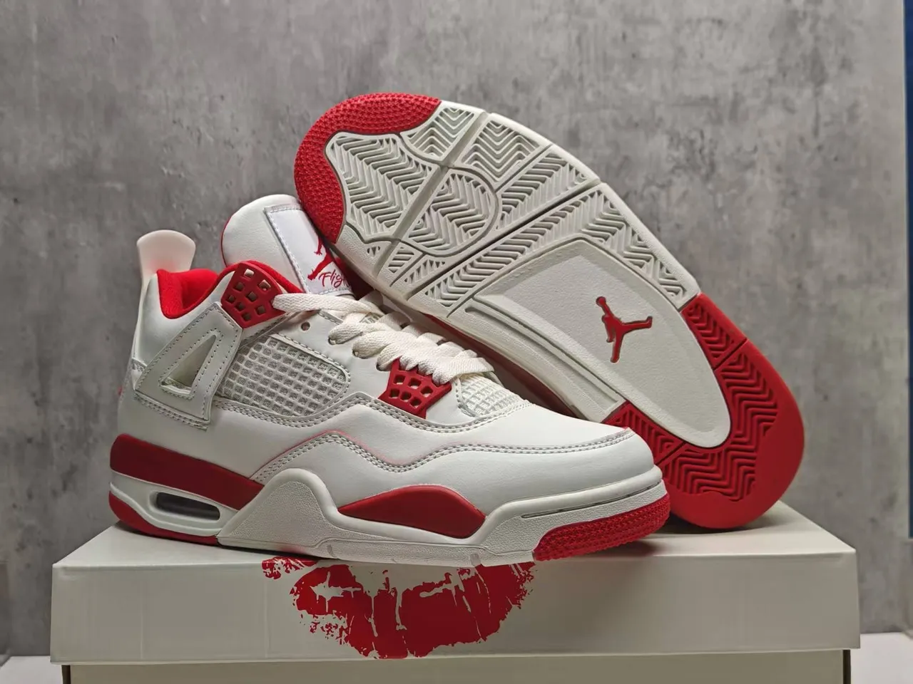 Air Jordan 4 White Red Basketball Shoes 4
