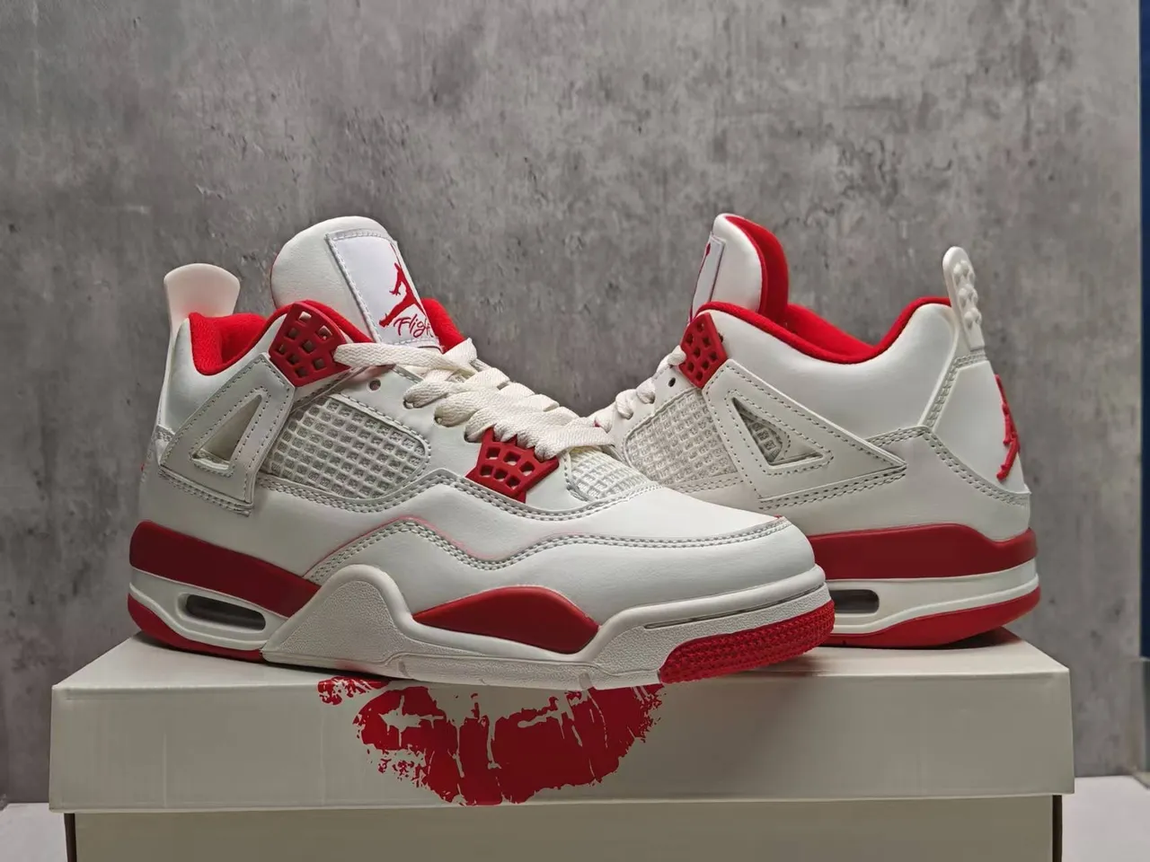 Air Jordan 4 White Red Basketball Shoes 5