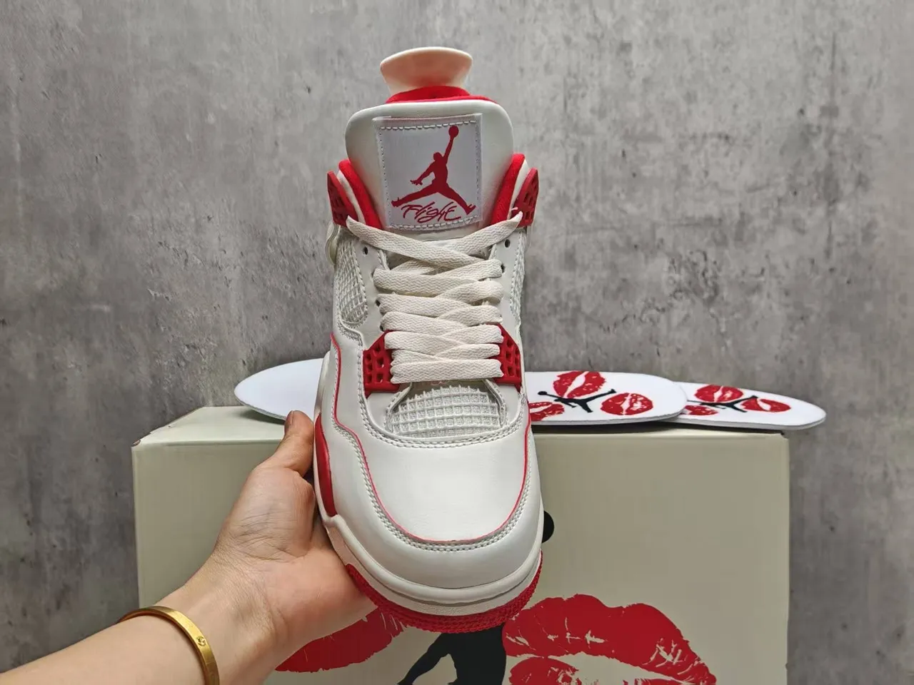 Air Jordan 4 White Red Basketball Shoes 9
