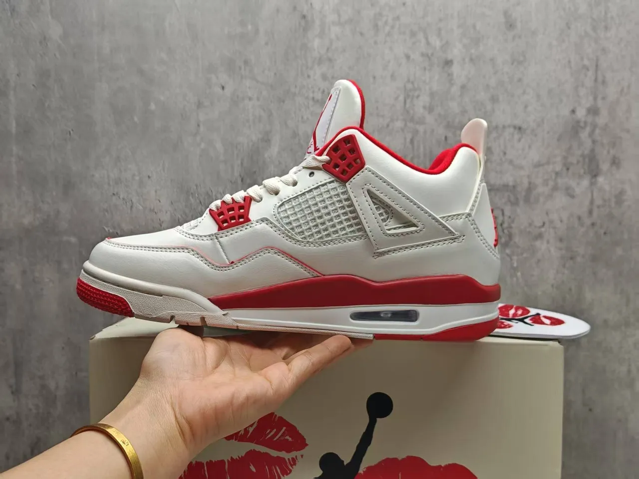 Air Jordan 4 White Red Basketball Shoes 10