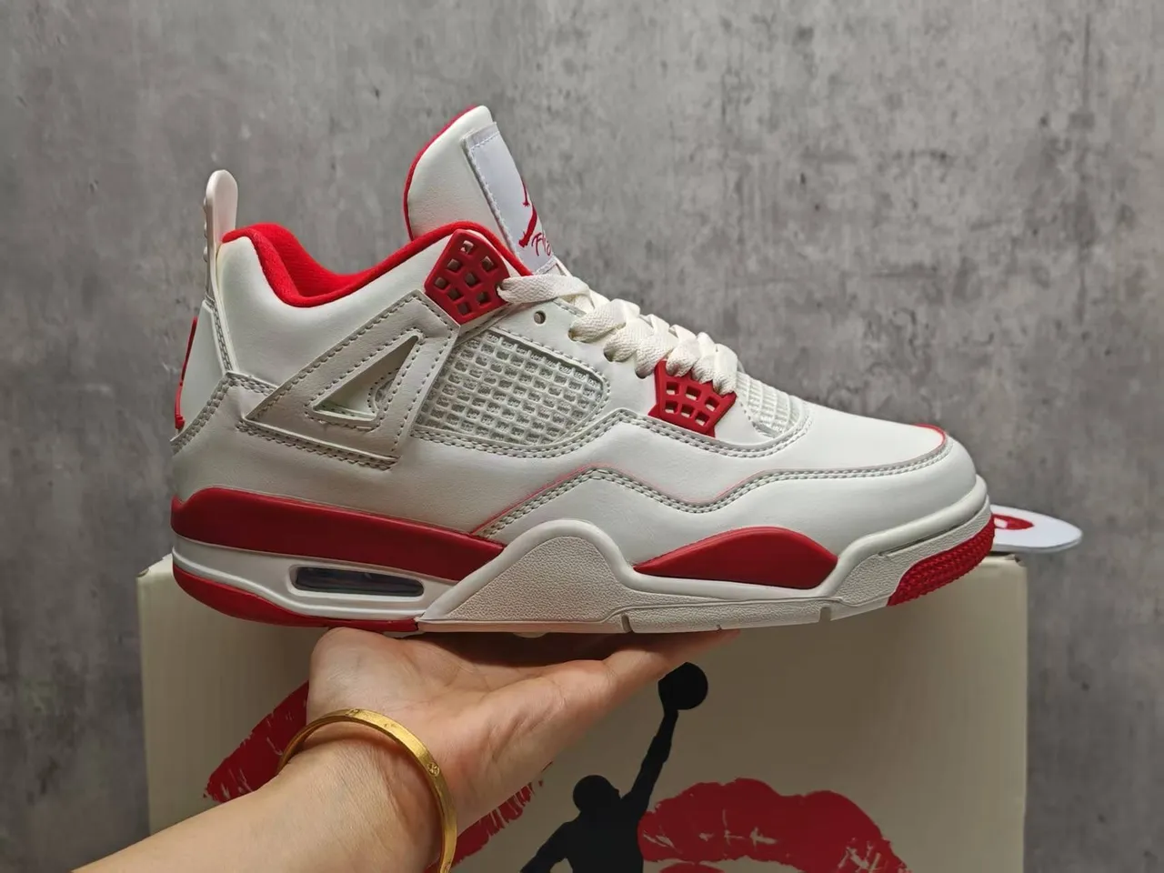 Air Jordan 4 White Red Basketball Shoes 13