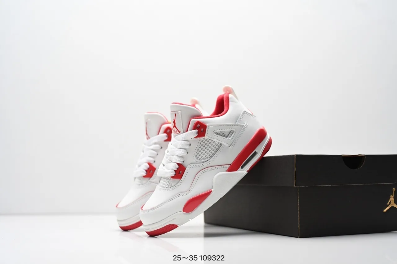 Air Jordan 4 White Red Basketball Shoes 2