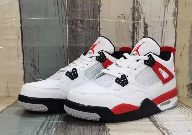 Chaussures de basketball Air Jordan 4 blanc rouge noir 4