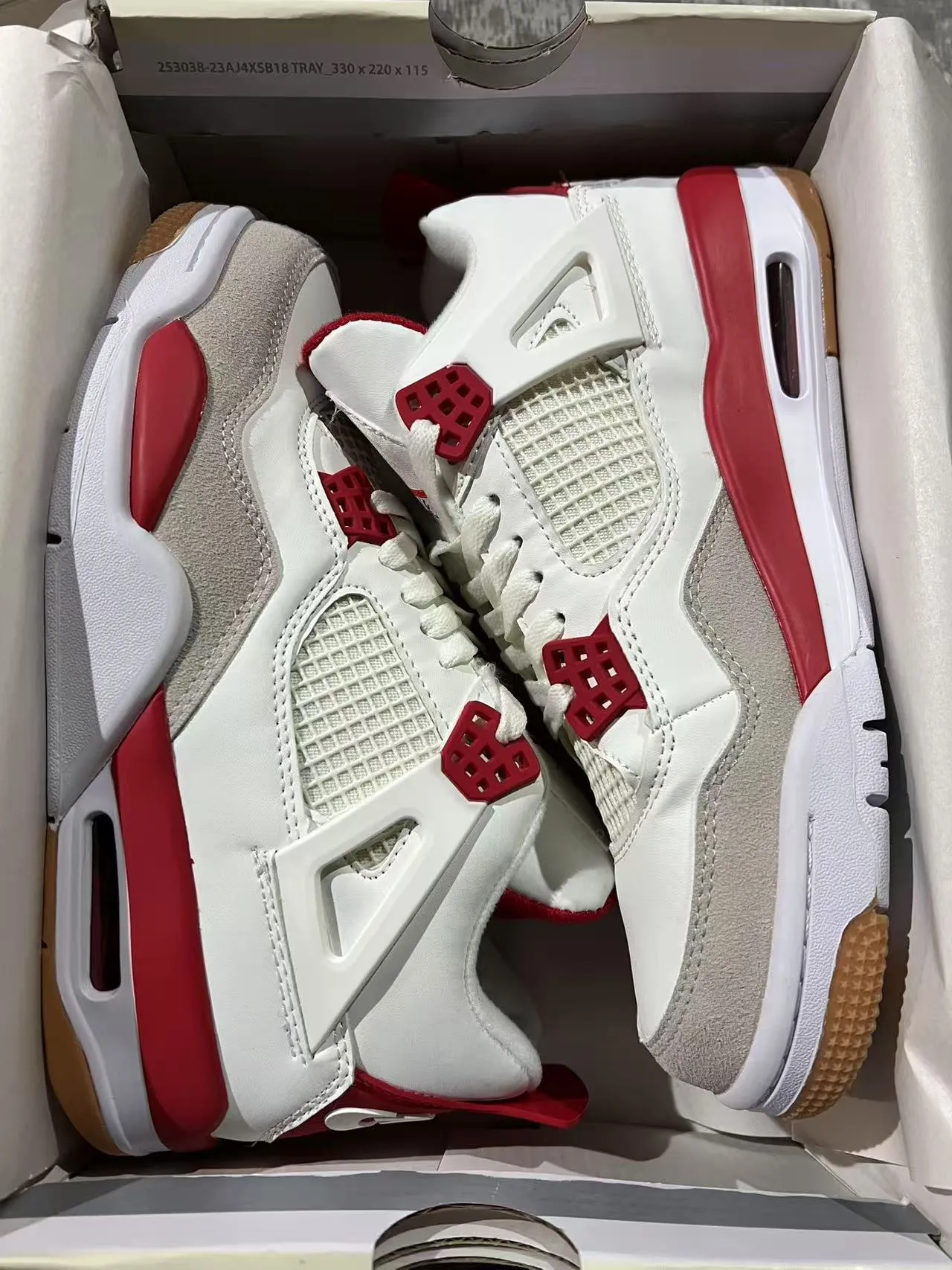 Air Jordan 4 Tênis de Basquete Branco Vermelho Goma 9