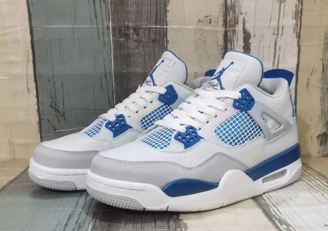 Tênis de basquete Air Jordan 4 Branco Azul Royal 2