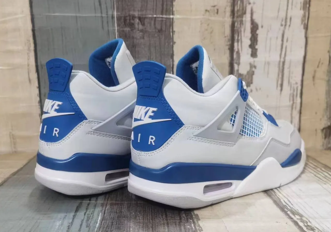 Tênis de basquete Air Jordan 4 Branco Azul Royal 3