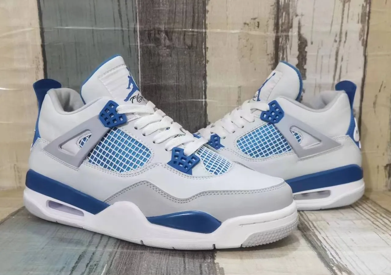 Tênis de basquete Air Jordan 4 Branco Azul Royal 5