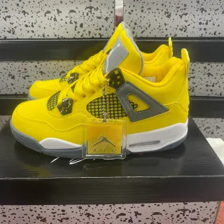 Air Jordan 4 Yellow Gray White Basketball Shoes